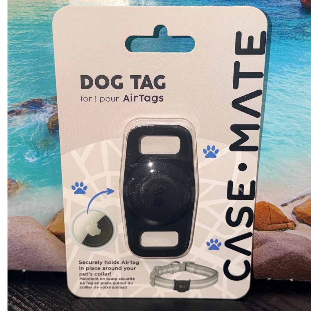 Case-Mate Dog Tag for Apple AirTags Black Silicone Pet Collar Holder CM046396